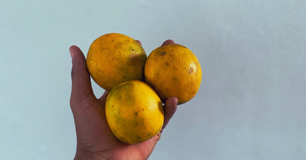 Anthony holding three oranges in his palm, highlighting Best Foods for Recovery After 30 that provide vitamin C and antioxidants to support recovery and overall health.