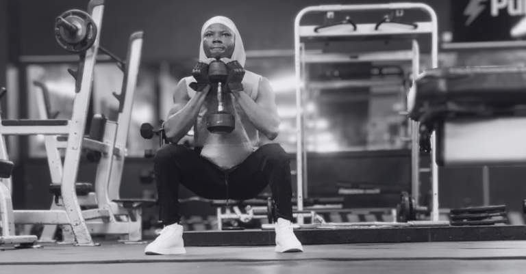 Anthony demonstrating how to do goblet squat with a dumbbell after 30 using proper form to build lower-body strength, improve mobility, and support fitness after 30.