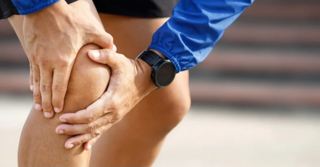 Man holding his knee after physical activity