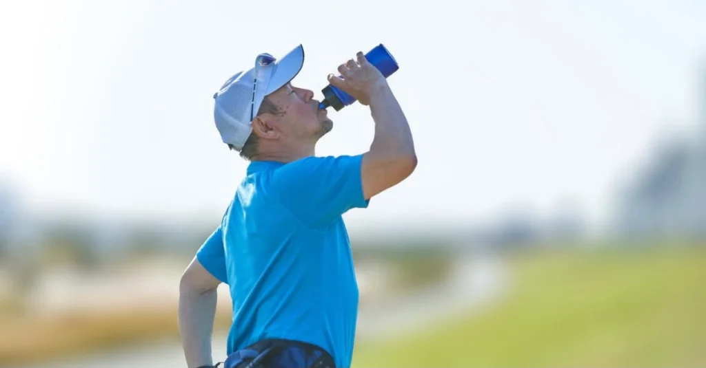 Man drinking water from a water bottle