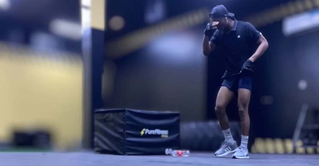 Anthony after finishing a fitness training session