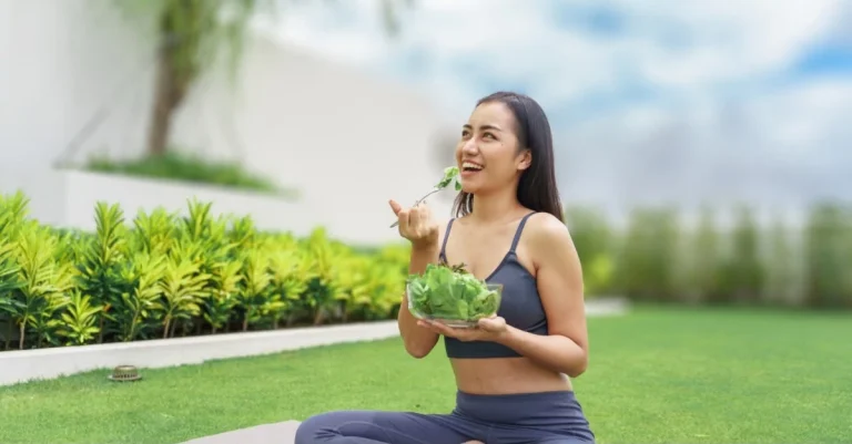 Woman enjoying a healthy, balanced meal as part of healthy eating habits after 30.