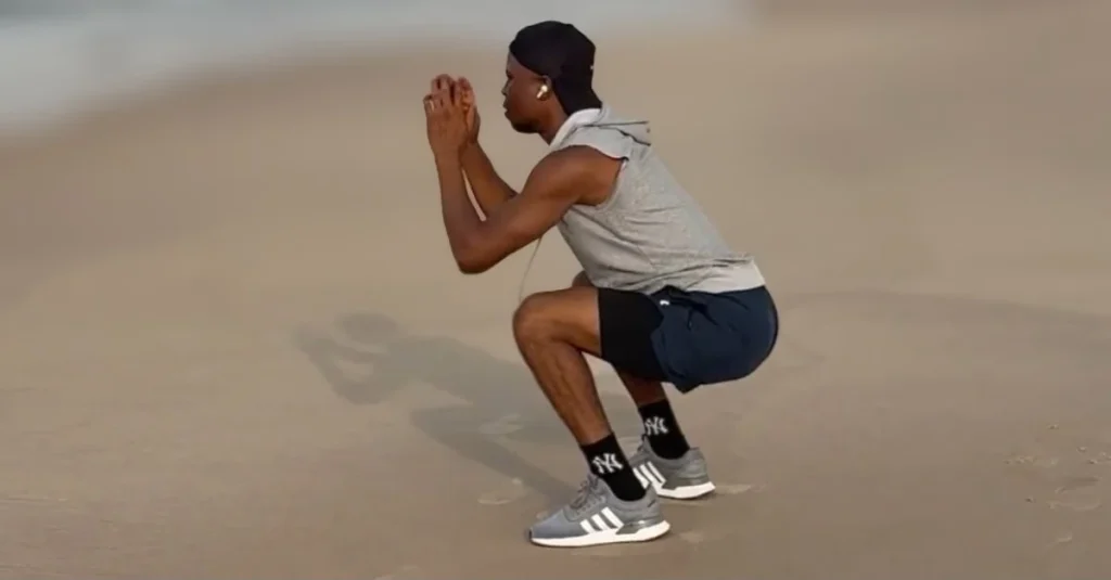 Anthony performing jump squats to improve lower-body strength and explosive power